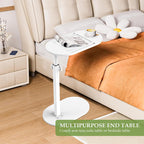 C Shaped Side Table, Adjustable Height C Shaped End Table, 360°Swivel Couch Side Table Multipurpose end table