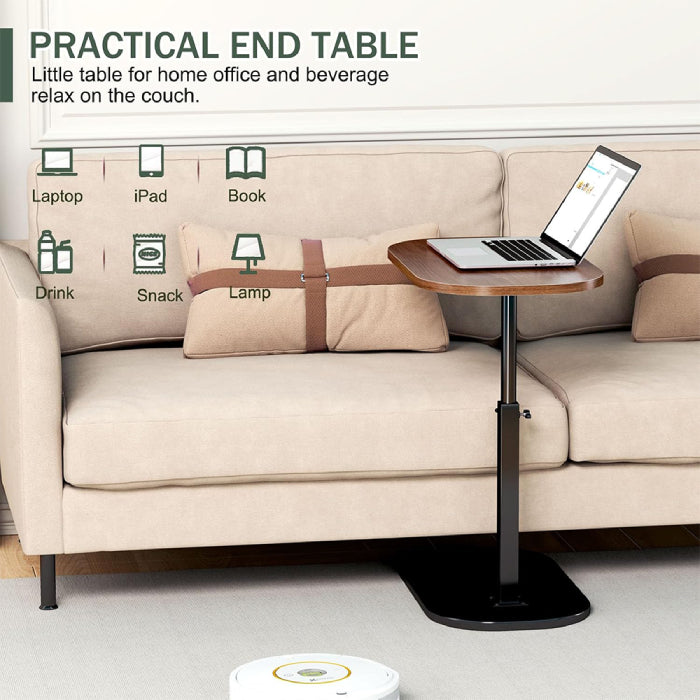 C Shaped Side Table, Adjustable Height C Shaped End Table, 360°Swivel Couch Side Table Practical end table