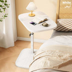 C Shaped Side Table, Adjustable Height C Shaped End Table, 360°Swivel Couch Side Table White