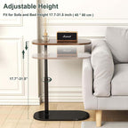 C Shaped Side Table, Adjustable Height C Shaped End Table, 360°Swivel Couch Side Table durable