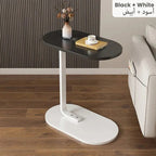 C Shaped Side Table, Modern C Shaped End Table for Small Spaces Black+ White