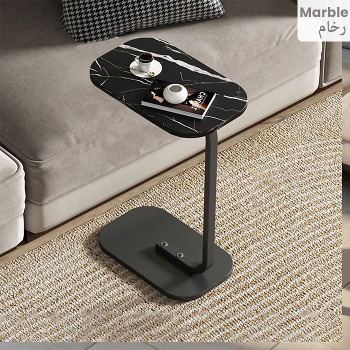 C Shaped Side Table, Modern C Shaped End Table for Small Spaces marble Homesouq Qatar
