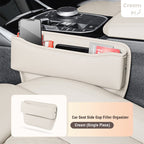 Car Seat Gap Storage Box Organizer - PU Leather Car Organizer for Phone, Cards, Keys Cream
