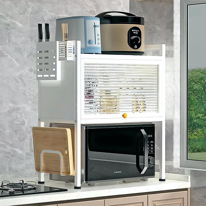 Microwave oven rack compact microwave oven shelf maximizing counter space by Homesouq Qatar