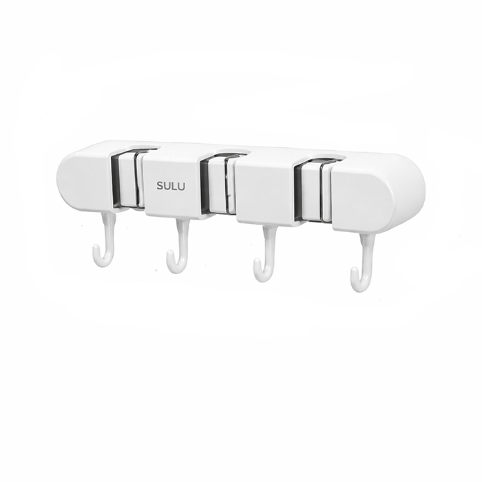 Wall mounted mop organizer with rolling grips and utility hooks Qatar