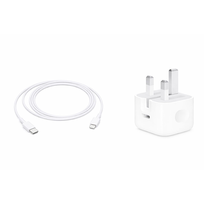 Apple charging cable and power adapter displayed separately on white background Qatar