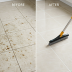 Scrub brush floor cleaning tool with wiper floor design removing dirt and water from tile surface Qatar