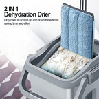 Cleaning mop with bucket, 2 pads, and self-wash squeeze system for efficient home floor cleaning 