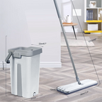 Cleaning mop with bucket, 2 pads, and self-wash squeeze system for efficient home floor cleaning Dimensions