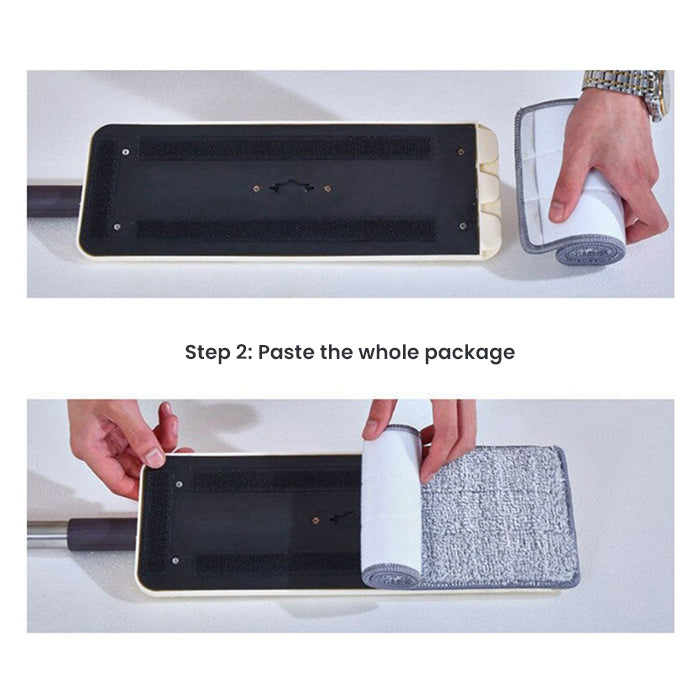 Cleaning mop with bucket, 2 pads, and self-wash squeeze system for efficient home floor cleaning Wide application