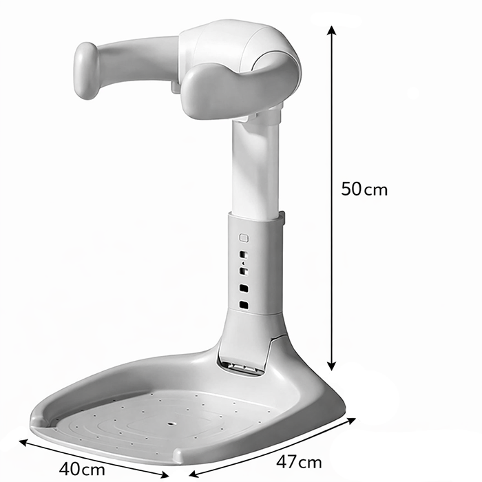 Baby bath stand dimensions showing height width and base size for accurate space planning Qatar