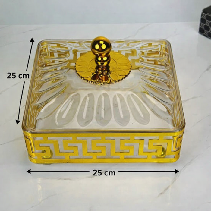 Square sweet storage box with 25 cm dimensions shown for accurate size reference Qatar