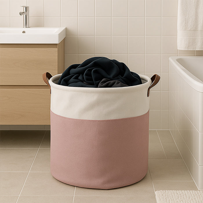 Collapsible Design Canvas Fabric Folding Laundry Bag with Handle