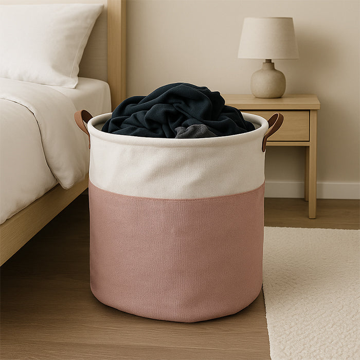 Collapsible Design Canvas Fabric Folding Laundry Bag with Handle Collapsible & Space-Saving