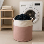 Collapsible Design Canvas Fabric Folding Laundry Bag with Handle durable