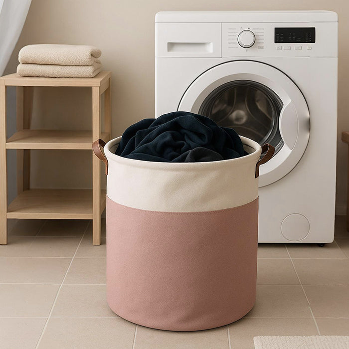 Collapsible Design Canvas Fabric Folding Laundry Bag with Handle durable