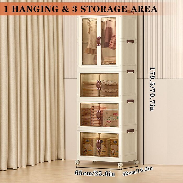 Collapsible Kids Closet, Portable Children's Wardrobe With Wheels dimensions