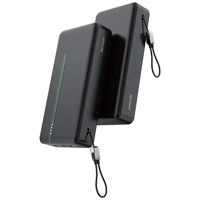 Black Green Lion Boston power bank with strap and LED indicator close-up design Homesouq Qatar