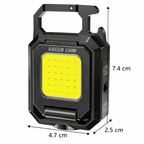 Green Lion keychain light size dimensions 4.7cm by 2.5cm by 7.4cm compact pocket light Qatar