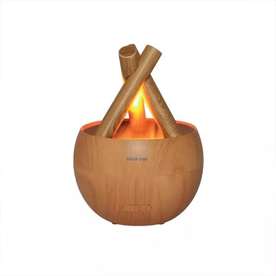 Green Lion flame air diffuser isolated on white background showing wood grain design and compact structure Qatar Homesouq Qatar