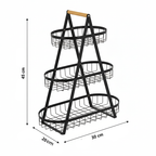 dimensions of 3 tier fruit basket rack showing compact size for kitchen Homesouq Qatar