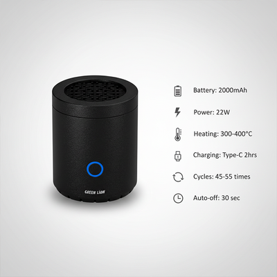 Green Lion Dune Mini incense burner with battery and heating specs display Qatar