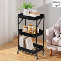 Compact foldable storage 3 shelf rack, ideal storage organization from Homesouq Qatar black
