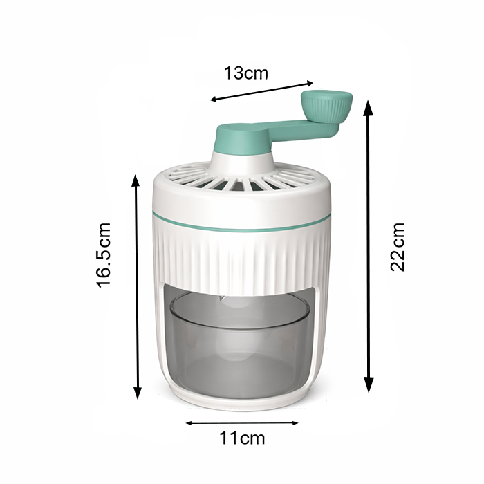 Manual ice crusher dimensions shown in centimeters for size reference and countertop fit Qatar