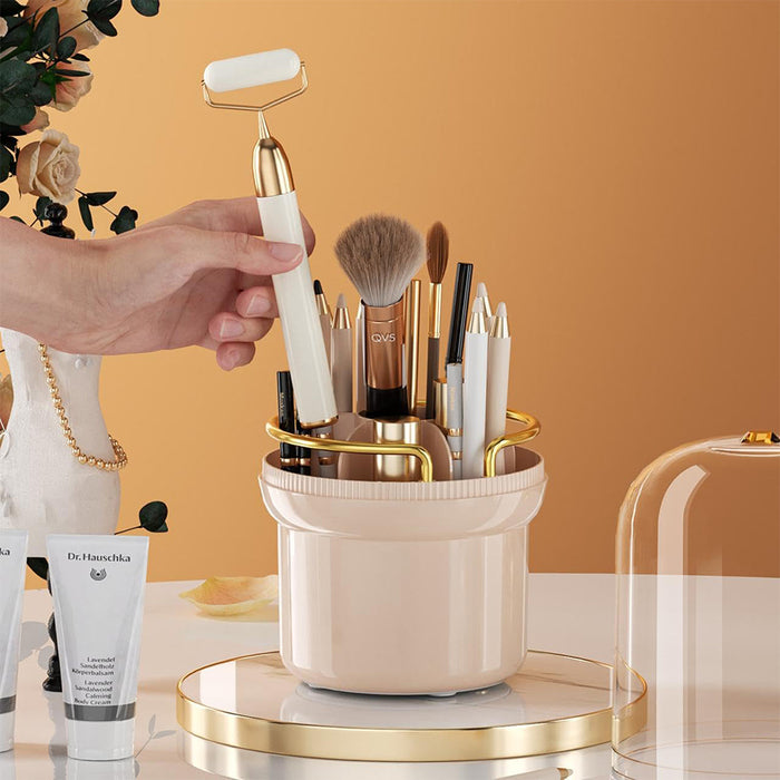 Makeup brush holder with makeup organizer design for neat vanity storage by Homesouq Qatar