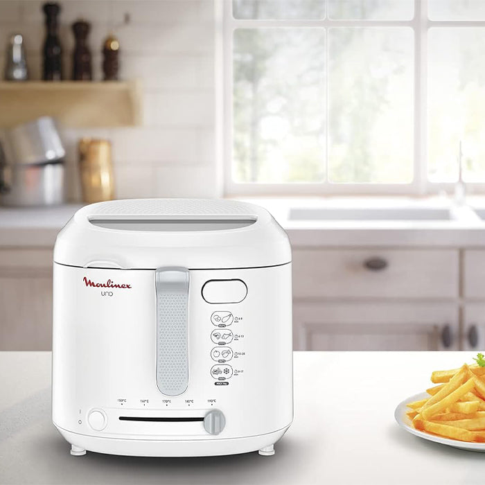 Compact deep fryer kitchen appliance with stainless design for quick frying, available at Homesouq Qatar