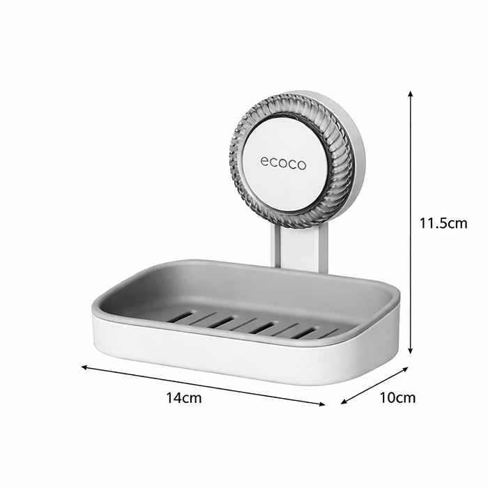 Ecoco soap holder dimensions 14cm by 10cm with suction cups for bathroom appliances in Qatar