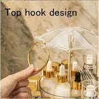 Hand holding jewelry on rotating cosmetic stand with top hook feature Homesouq Qatar