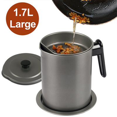 Cooking Oil Storage Can with Removable Dust-proof Lid and Coaster Tray 1.7L