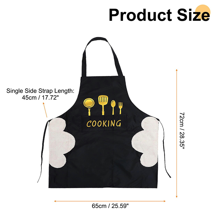 Waterproof cooking apron size chart showing strap and full body coverage Qatar