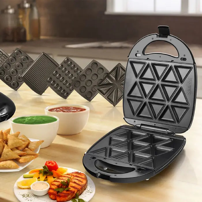 Saachi grill maker preparing snacks with sauces and food presentation kitchen appliance Homesouq Qatar