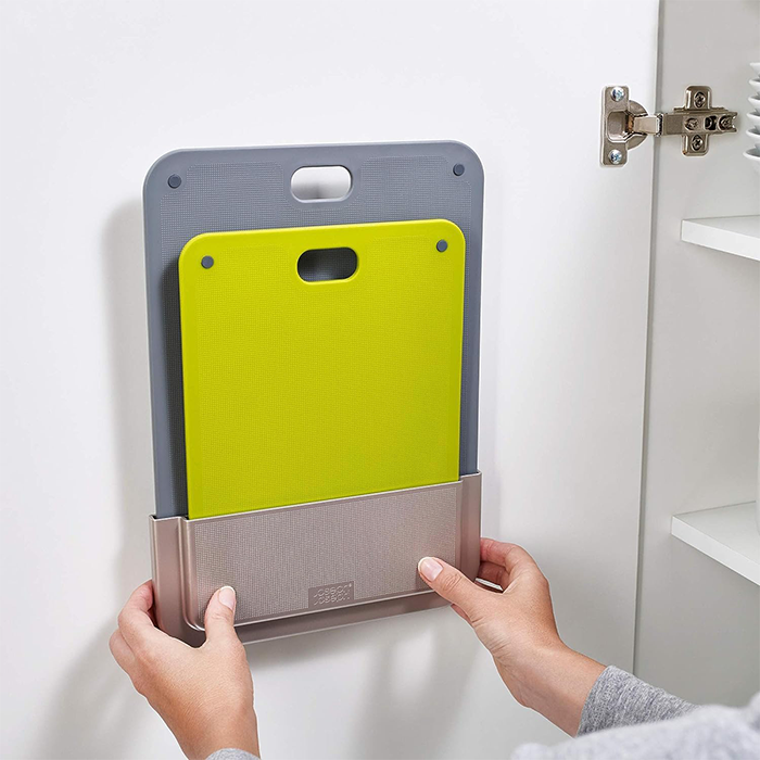 Cutting Board with Handle and Storage Case - Kitchen Board with Adhesive