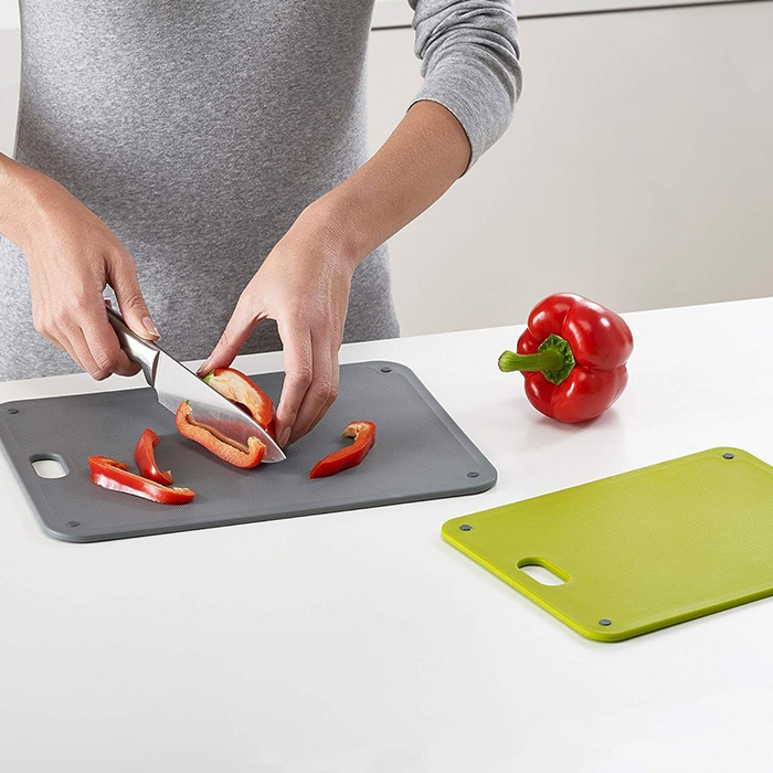 Cutting Board with Handle and Storage Case - Kitchen Board with Adhesive Non slip