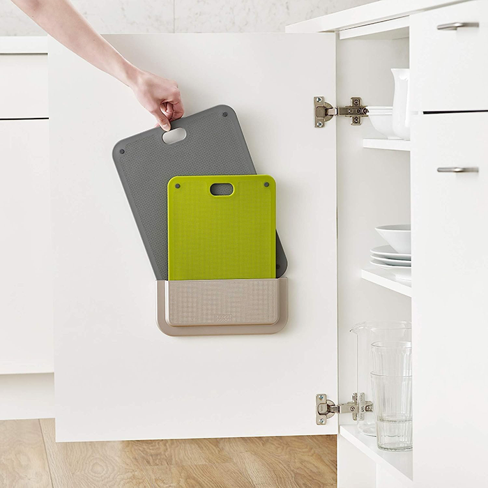 Cutting Board with Handle and Storage Case - Kitchen Board with Adhesive Wall Mounted