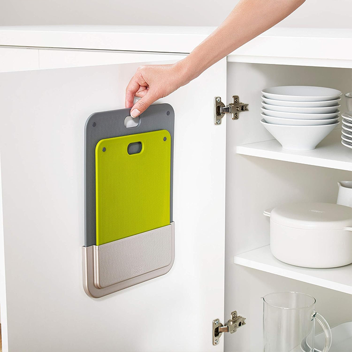Cutting Board with Handle and Storage Case - Kitchen Board with Adhesive plastic