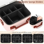 Adjustable sponge dividers inside cosmetic organizer case for custom storage Qatar