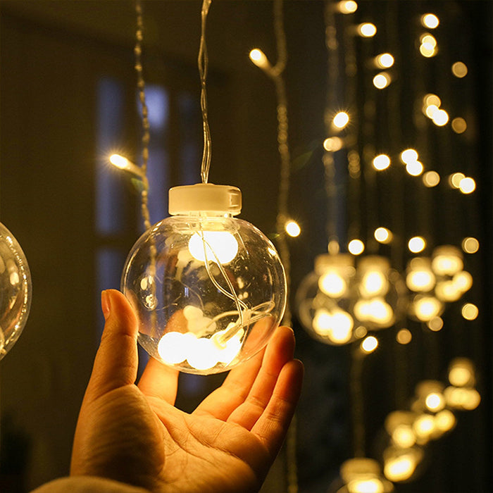 Close view of fairy lights wishing ball with warm LED glow for cozy home decor lighting Qatar