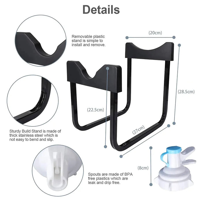 Detachable Cap Portable Stainless Steel Water Bottle Dispenser Stand For Indoor Outdoor dimensions