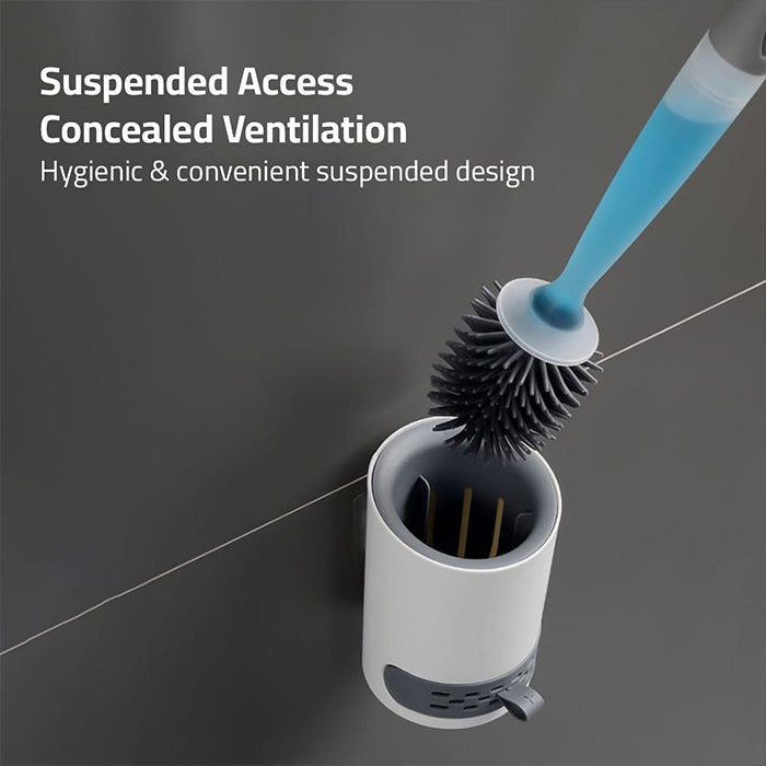 Detergent Refillable Toilet Cleaning Brush With Wall Mounted Holder, Liquid Spraying Cleaning Brush For Bathroom
