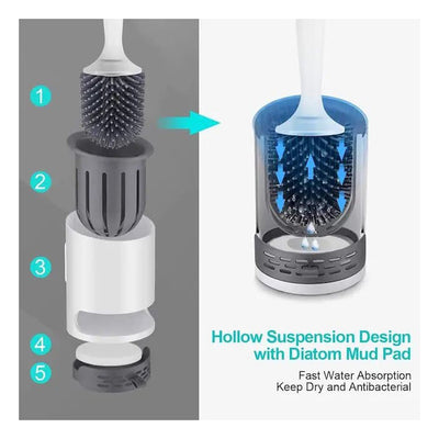 Detergent Refillable Toilet Cleaning Brush With Wall Mounted Holder, Liquid Spraying Cleaning Brush For Bathroom Hollow suspension design
