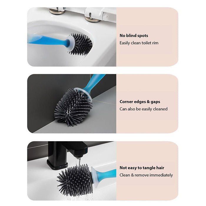 Detergent Refillable Toilet Cleaning Brush With Wall Mounted Holder, Liquid Spraying Cleaning Brush For Bathroom easy corner cleaning