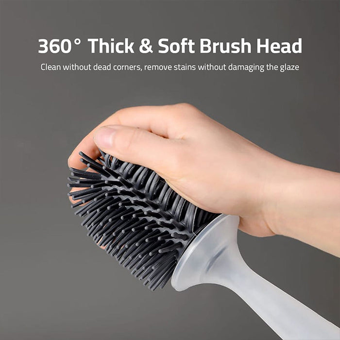 Detergent Refillable Toilet Cleaning Brush With Wall Mounted Holder, Liquid Spraying Cleaning Brush For Bathroom soft and thick brush