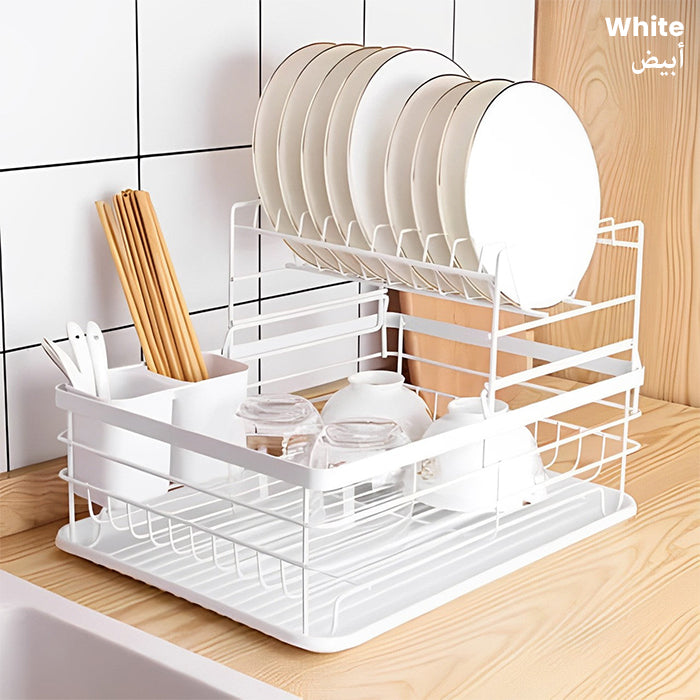 Dish Drying Rack, Countertop Dish Storage Holder, Dish Organizer For Kitchen white