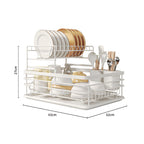 Dish Drying Rack, Countertop Dish Storage Holder, Dish Organizer For Kitchen white dimension