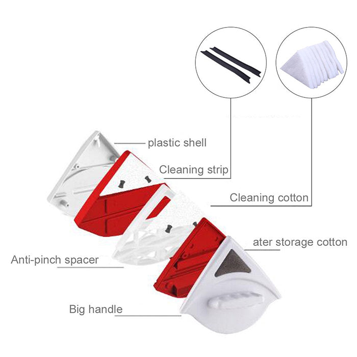 Double-sided Magnetic Glass & Window Cleaner all parts
