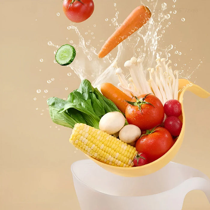Double Layer Multi-Use Fruit And Vegetable Washing Bowl Convenient Storage
